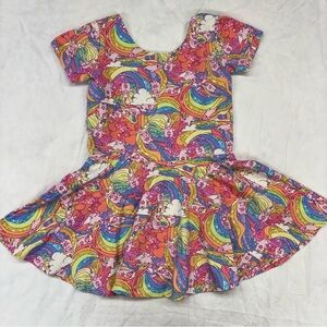 Upper Looper Rainbow Flying Pigs Peplum Top Size 7 VGUC